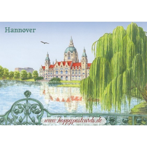 Hannover - Town Hall painted - Postcard
