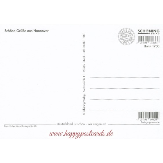 Hannover -  Rathaus gemalt - Postkarte