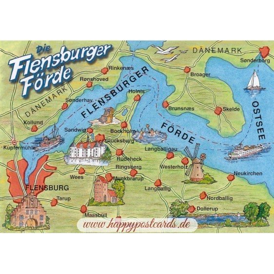 Flensburger Förde - Map - Postkarte