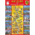 Elbe from Hamburg to Dresden - Map - Postcard