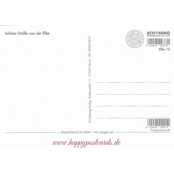 Die Elbe von Hamburg bis Dresden - Map - Postkarte