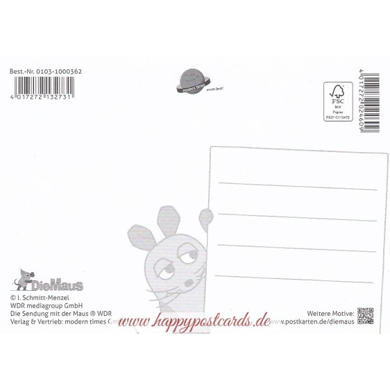 Alles Gute zum 1. Schultag - Maus - Postkarte