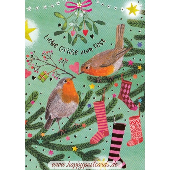 Liebe Grüße zum Fest - Birds - Mila Marquis Postcard