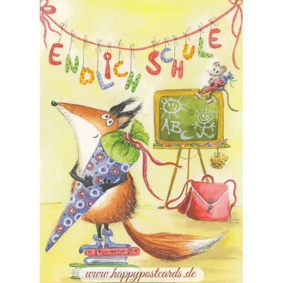 Endlich Schule - Postkarte