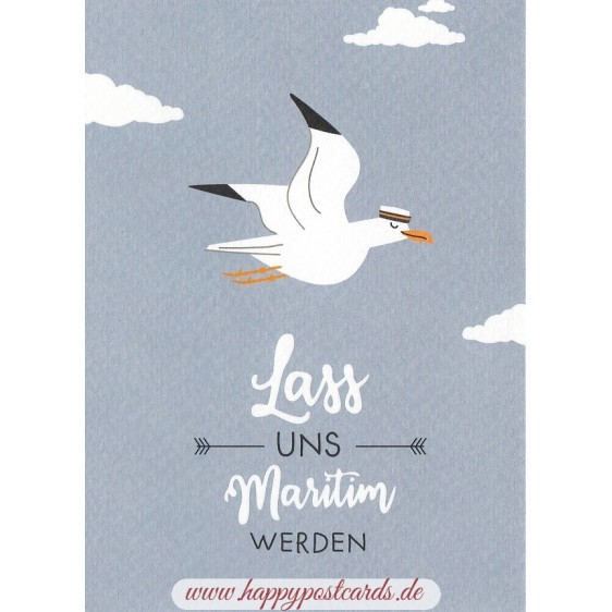 Lass uns maritim werden - Möwe - Postkarte