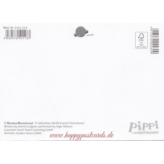 Pippi Langstrumpf isst Spaghetti - Pippi Langstrumpf - Postkarte