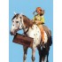 Pippi Langstrumpf reitet auf Pferd "Kleiner Onkel" - Pippi Langstrumpf - Postkarte