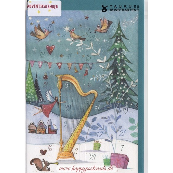 Winterlandschaft mit Harfe - Adventskalender