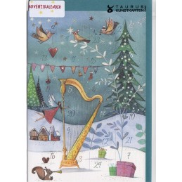 Winterlandschaft mit Harfe - Adventskalender