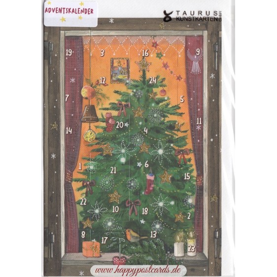 Weihnachtsbaum hinterm Fenster - Adventskalender