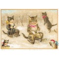Cats on sledges - Tausendschön - Postcard