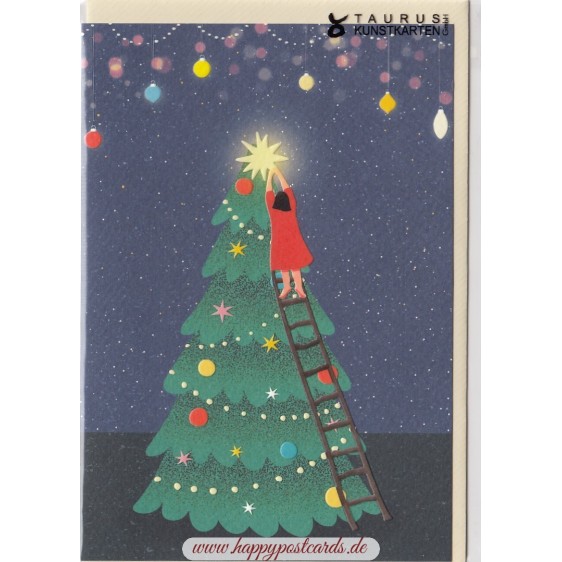 Stern auf dem Weihnachtsbaum - Weihnachtsgrußkarte