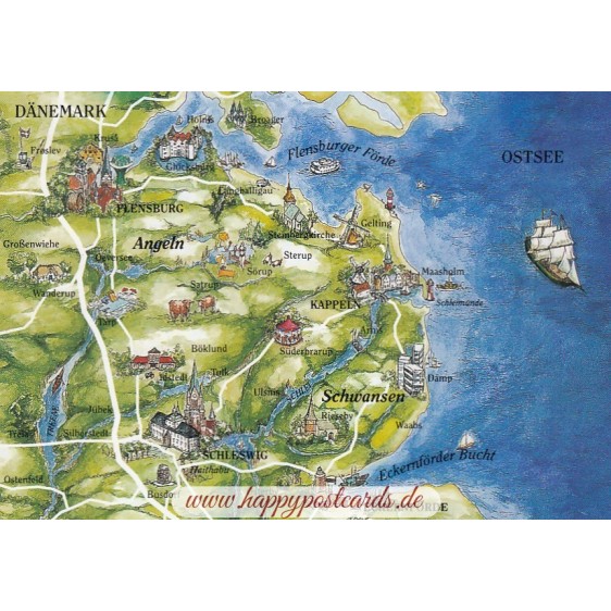 Baltic Sea - vacation spot - Map - Postcard