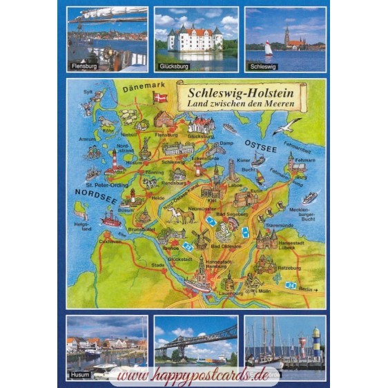 Schleswig-Holstein 2 - Map - Postkarte
