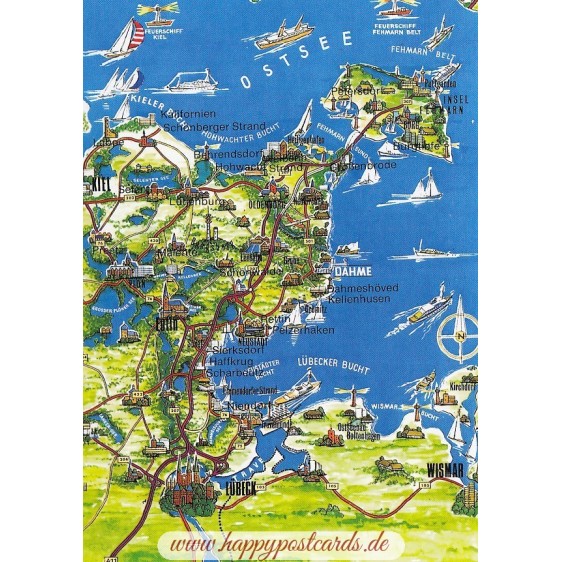 Schleswig-Holstein 3 - Map - Postcard