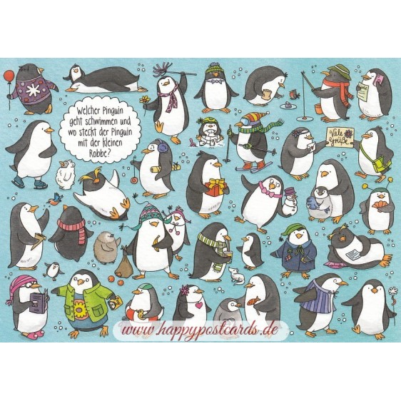 Welcher Pinguin geht schwimmen? - Christmas Postcard