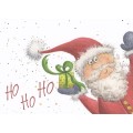Ho ho ho - Santa Claas with present - Christmas Postcard