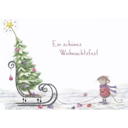 Ein schönes Weihnachtsfest - Mouse with Christmas tree - Christmas Postcard