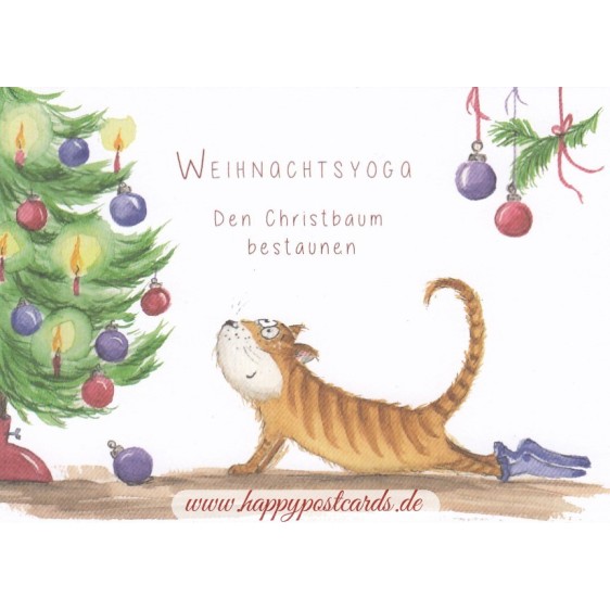 Christmasyoga - Gazing at the christmas tree - Christmas Postcard