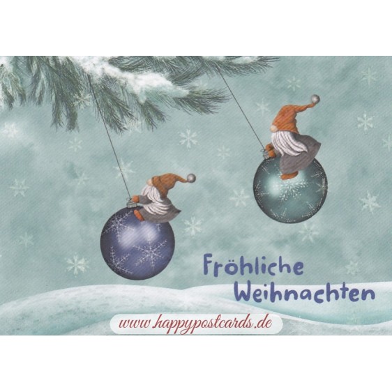 Fröhliche Weihnachten - Zwerge auf Kugeln - Weihnachtskarte