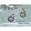 Fröhliche Weihnachten - Zwerge auf Kugeln - Weihnachtskarte