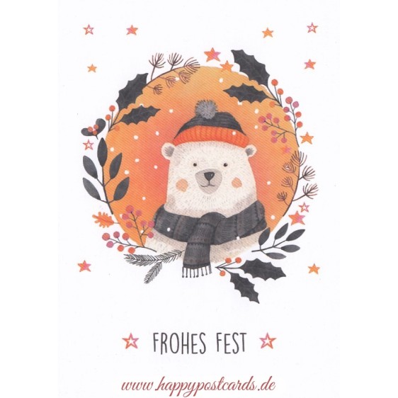 Frohes Fest - Eisbär - Weihnachtskarte
