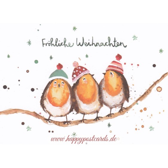 Fröhliche Weihnachten - Robin - Christmas Postcard