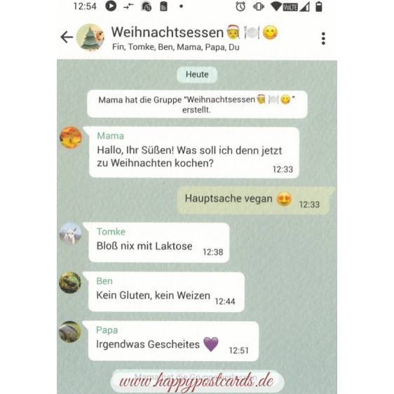 WhatsApp Weihnachtsessen - Christmas Postcard