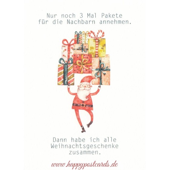 Nur noch 3 Mal Pakete... - Christmas Postcard