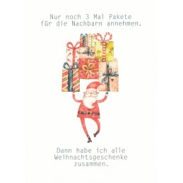 Nur noch 3 Mal Pakete... - Weihnachtskarte