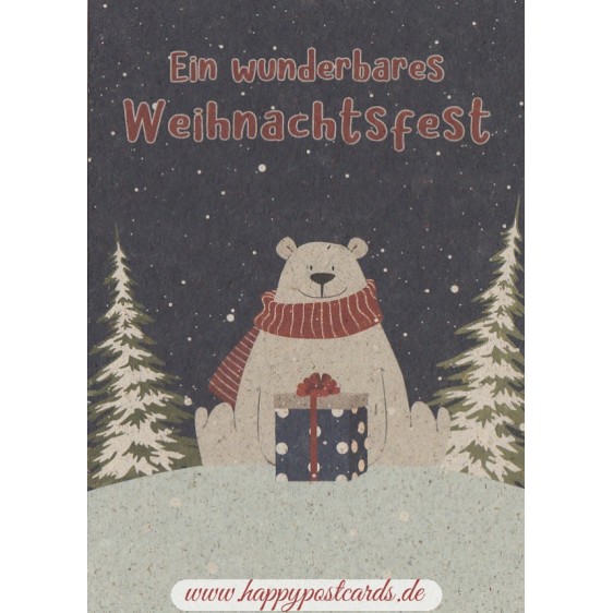 Ein wunderbares Weihnachtsfest - Polar bear - Grass Postcard