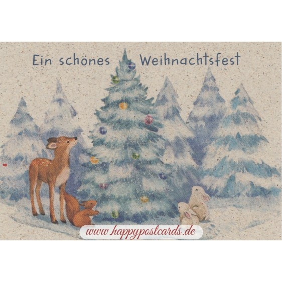 Ein schönes Weihnachtsfest - Waldtiere - Graspostkarte