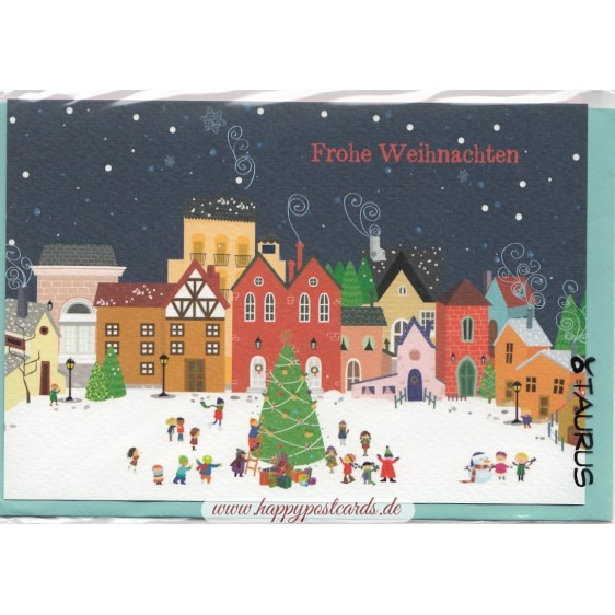 Frohe Weihnachten - Weihnachtliche Stadt - Weihnachtsgrußkarte