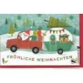 Fröhliche Weihnachten - Santa Claus with Caravan - Christmas card
