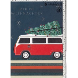 Bald ist Weihnachten - Weihnachtsbaum auf Auto - Christmas card
