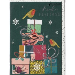 More about Frohe Festtage - Vögel auf Geschenken - Weihnachtsgrußkarte