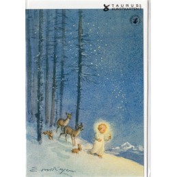 More about Ein Engel mit Rehen und Hasen - Weihnachtsgrußkarte