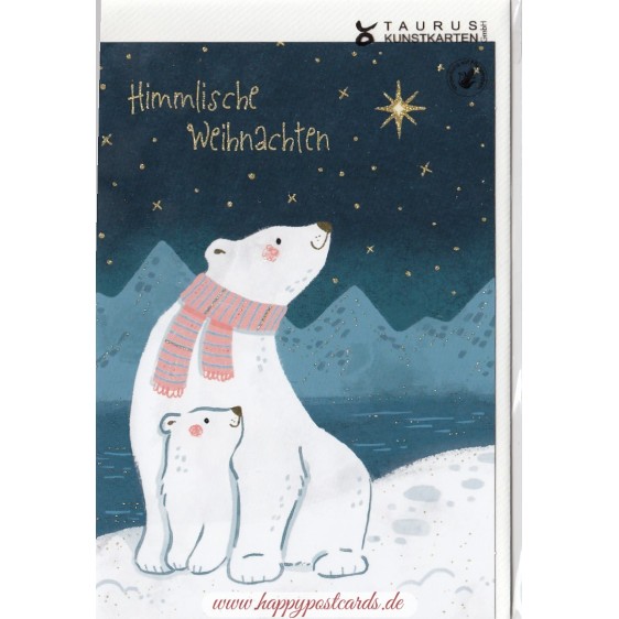 Himmlische Weihnachten - Eisbären - Weihnachtsgrußkarte
