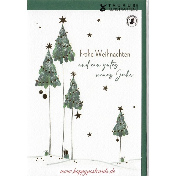 Frohe Weihnachten und ein gutes neues Jahr - Weihnachtsbäume  - Weihnachtsgrußkarte
