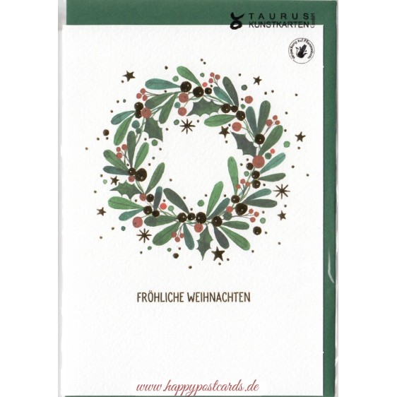 Fröhliche Weihnachten - Kranz  - Weihnachtsgrußkarte