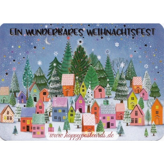 Wunderbares Weihnachtsfest - Stadt - Mila Marquis Postkarte