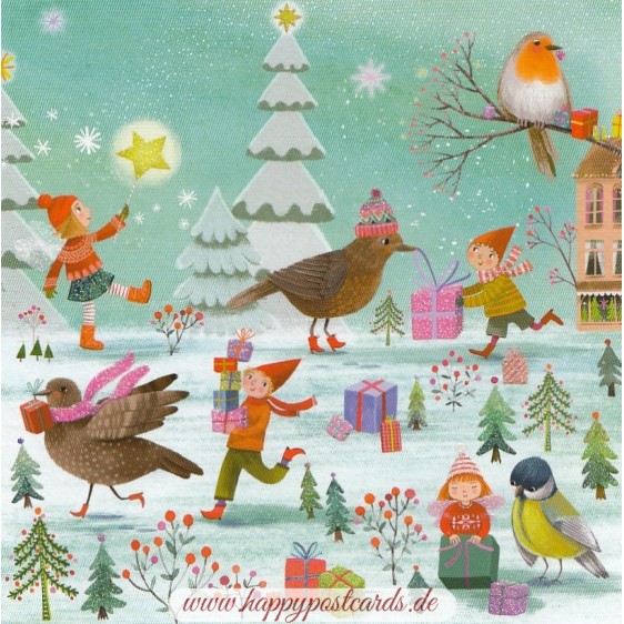 Birds and children - Mila Marquis Postcard