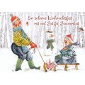 Schönes Weihnachtsfest - Couple with sledge -  Ingrid Berendsen Postcard