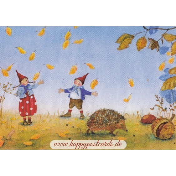 Pippa und Pelle im Garten - Herbst - Pippa und Pelle - Postkarte