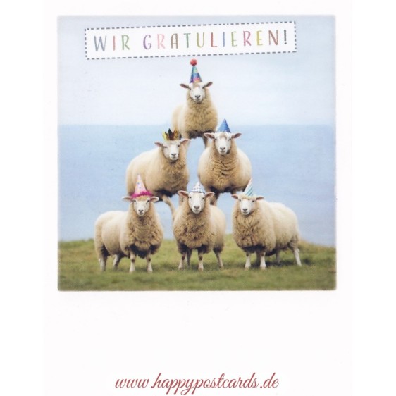 Wir gratulieren! Pyramide aus Schafen - PolaCard