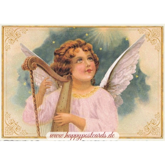 Angel with harp - Tausendschön - Postcard