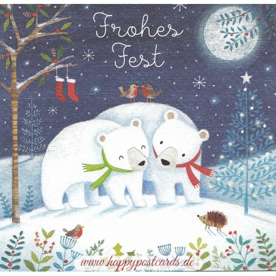 Frohes Fest - Pola bears - Christmas Postcard