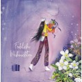 Fröhliche Weihnachten - Woman with presents - Christmas Postcard