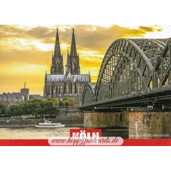 Cologne Night Cathedral 2 - Hohenzollernbridge - Viewcard