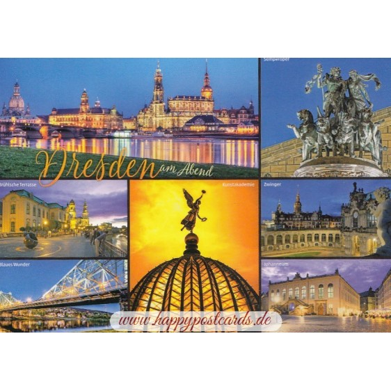 Dresden am Abend - Multi - Ansichtskarte